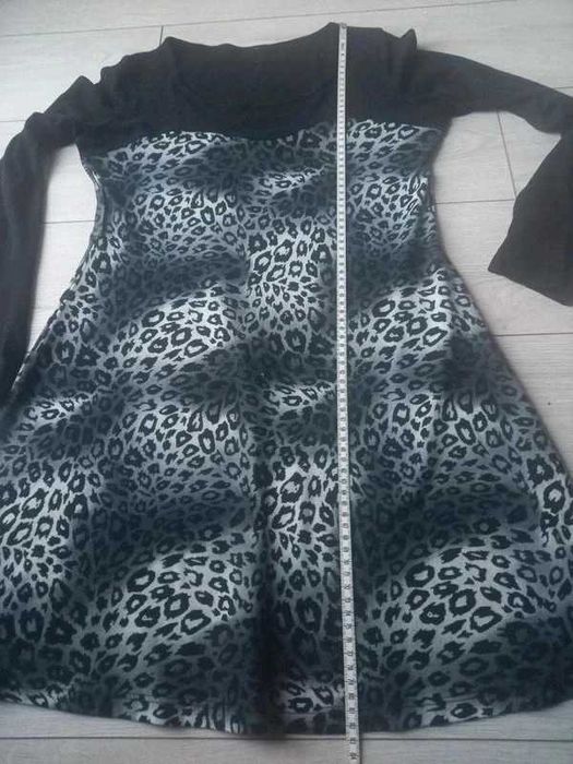 Tunika Sukienka Bluzka Dekolt w serce Cętki Panterka M 38