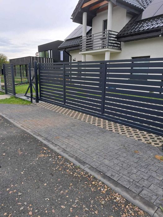 Brama przesuwna, dwuskrzydłowa,furtka, panel, ocynk,aluminium