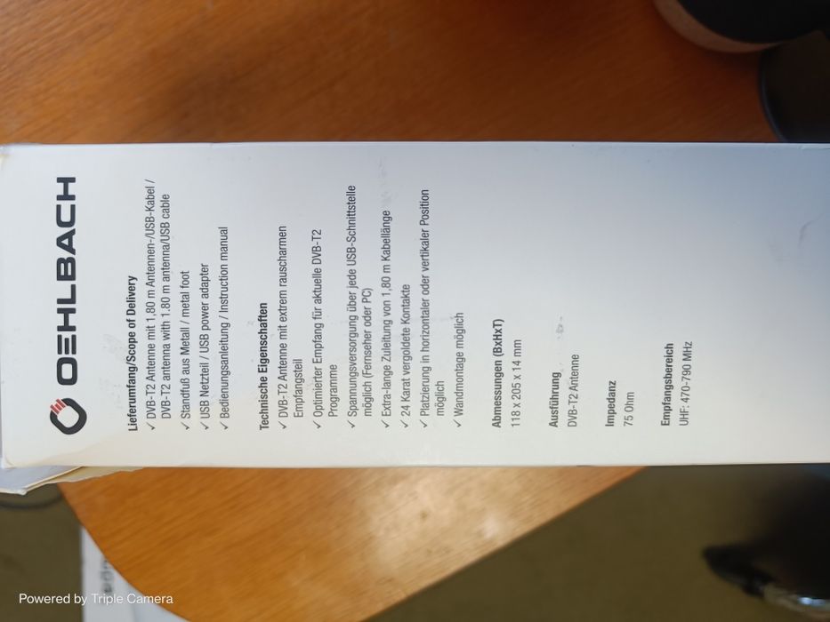 Oehlbach antena telewizyjna, pokojowa DVB-T2 HD z wzmacniaczem