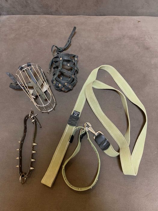 Для собаки шуба  Повод  ошейник COLLAR брезент . Намор металл, кожа.