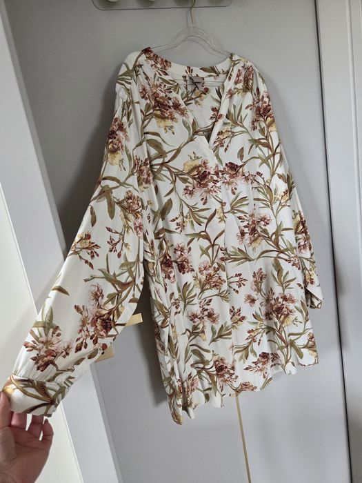 Sukienka z długim rękawem w kwiaty H&M 2XL