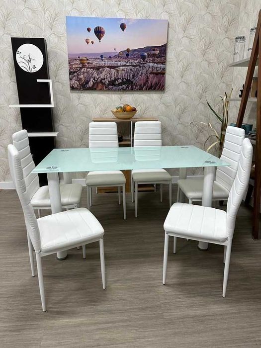Mesa de jantar branca com 6 cadeiras! SÓ 193€ entrega gratuita