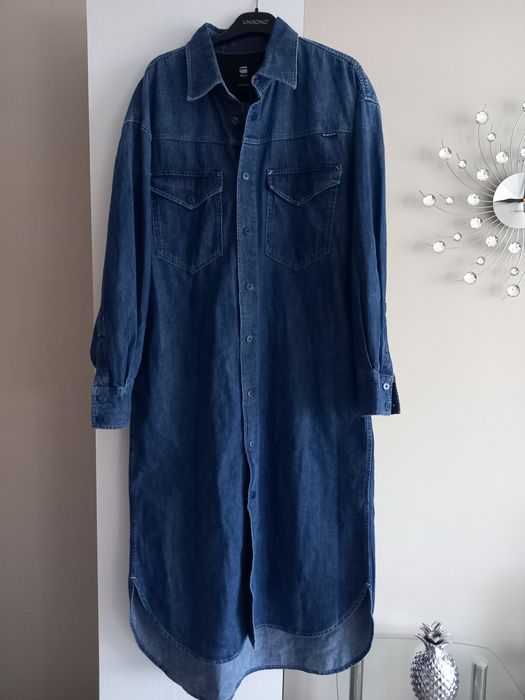 Płaszcz dżinsowy długi jeans oversize