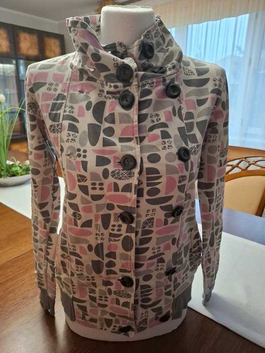 Bluza zapinana szaro-różowa