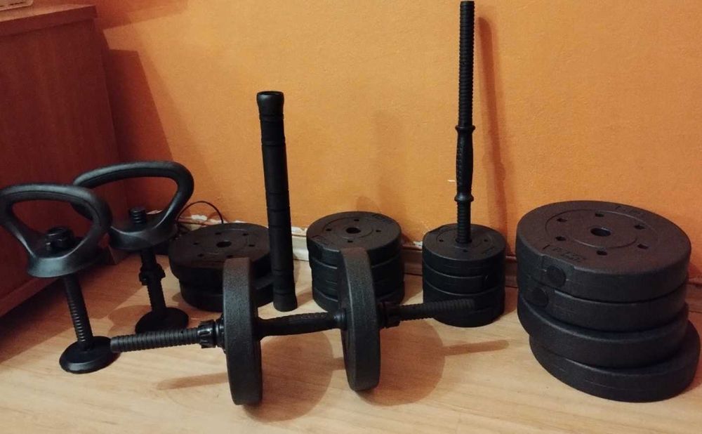 Nowe Hantle Regulowane 2x20kg Zestaw Hantli 40kg 2x Kettel 2x Hantle 1x Sztanga do Ćwiczeń