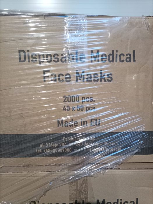 Maski medyczne jednorazowe – palety – CE – Made in EU