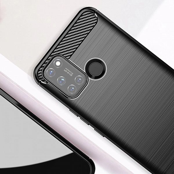 Etui Elastyczne Carbon Case + Szkło Hartowane do Realme 7i