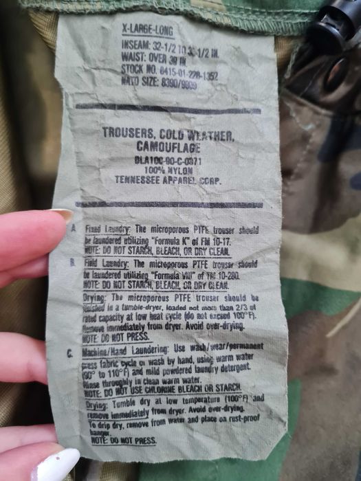 Spodnie Mundur US Army Woodland wodoodporne X-Large Long ECWCS Goretex