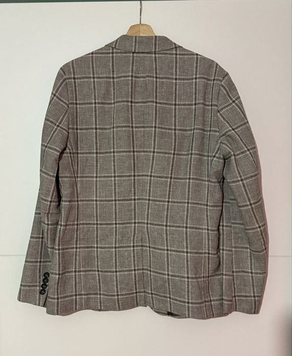 Marynarka w kratę lniana Linen Blend Reserved M slim fit