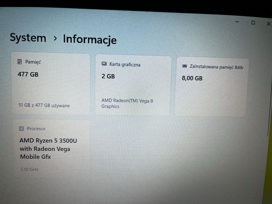 Latop Acer Aspire 3 Acer Aspire 3 R5-3500U/8GB/512/Win11 IPS