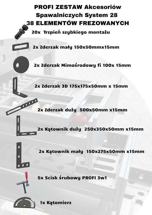 Stół spawalniczy 4x2m MAMUT od GREGOR Technic 3990x1990 Blat 15mm System 28  DOSTAWA już ZMONTOWANY
