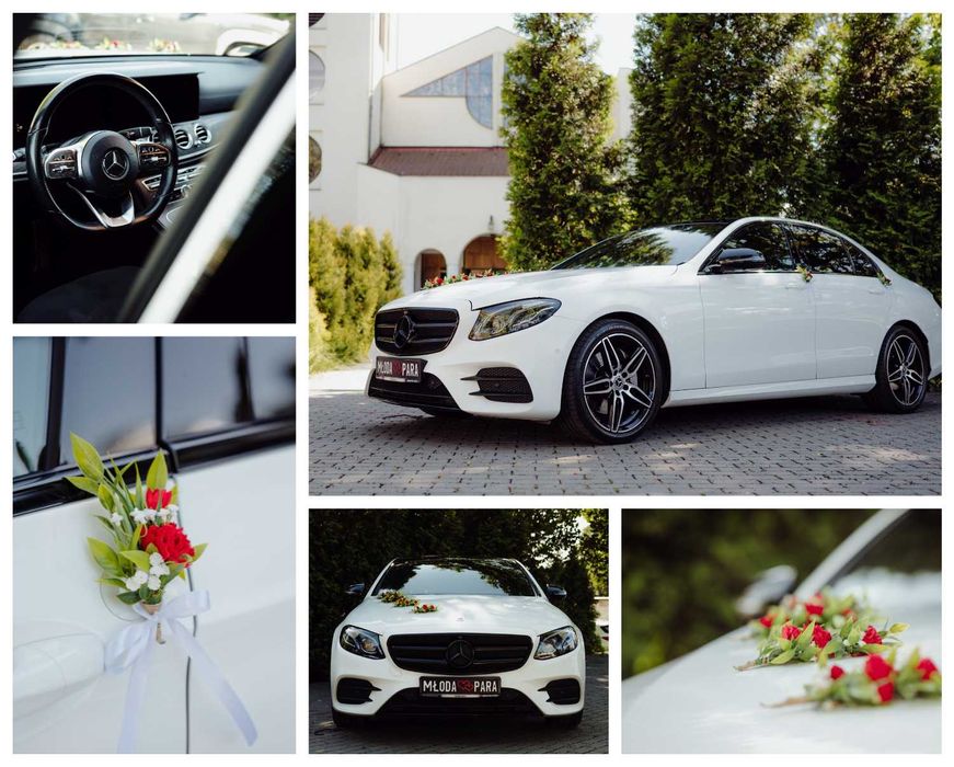 Auto do ślubu / wesela. Samochód biały Mercedes Benz