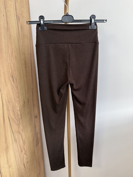 Legginsy damskie brązowe prążek S/M