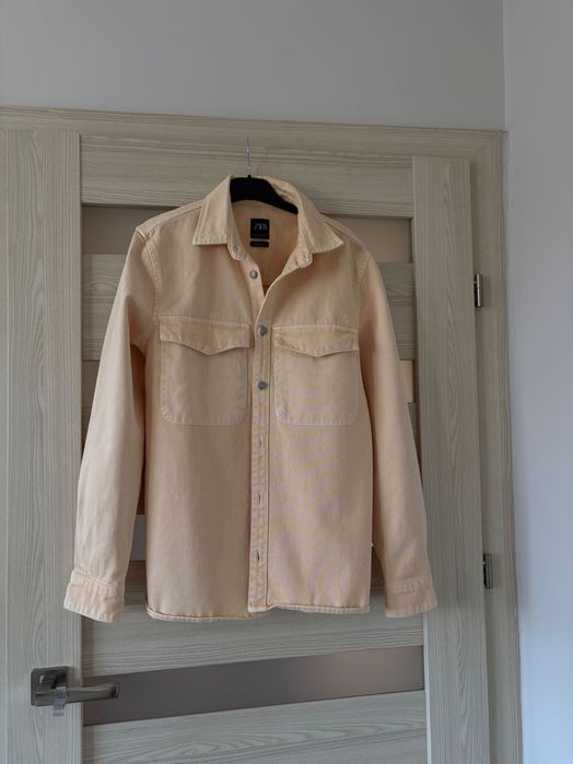 Kurtka koszulowa Zara man denim jeansowa żółty pomarańczowy relaxed S