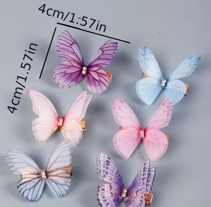 Spinki ozdoby do włosów dla dziewczynki Motylki motyle Motyl nowe 6 szt