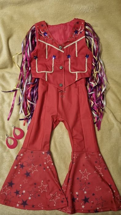 Strój disco lata 80 90 ręcznie zdobiony 110/116