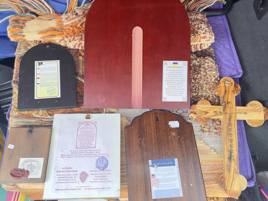 Иконы. Серебро. Позолота.Сертификаты.