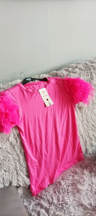 Bluzka damska z tiulowymi rękawkami