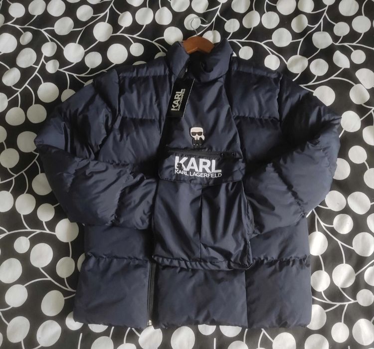 NOWA kurtka zimowa KARL ciepła puchowa M/L granatowa unisex męska