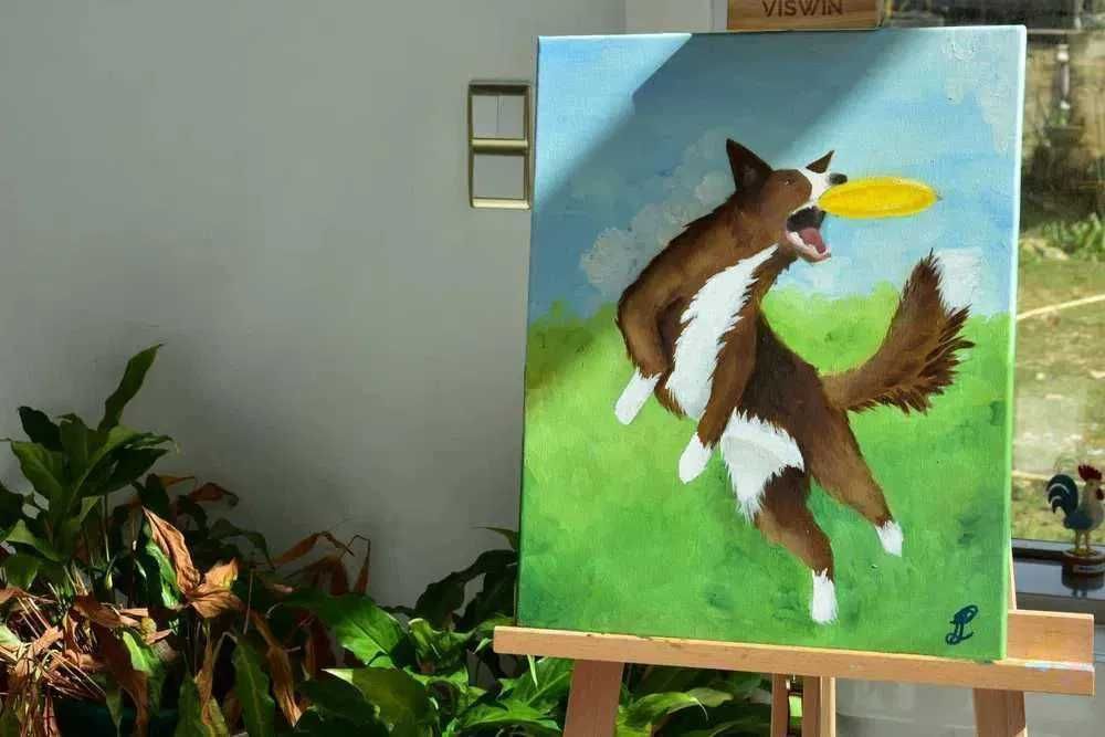 Quadro - Pintura a óleo original "Flying Catch"
