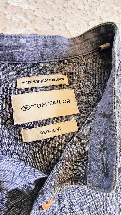Мужская льняная рубашка Tom Tailor Regular, размер L, состояние идеал