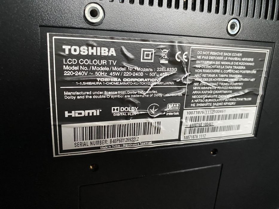 TV monitor LCD Toshiba 22EL833G para peças