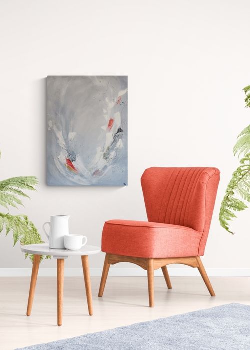 Quadro de tela original em acrílico, tons de azul