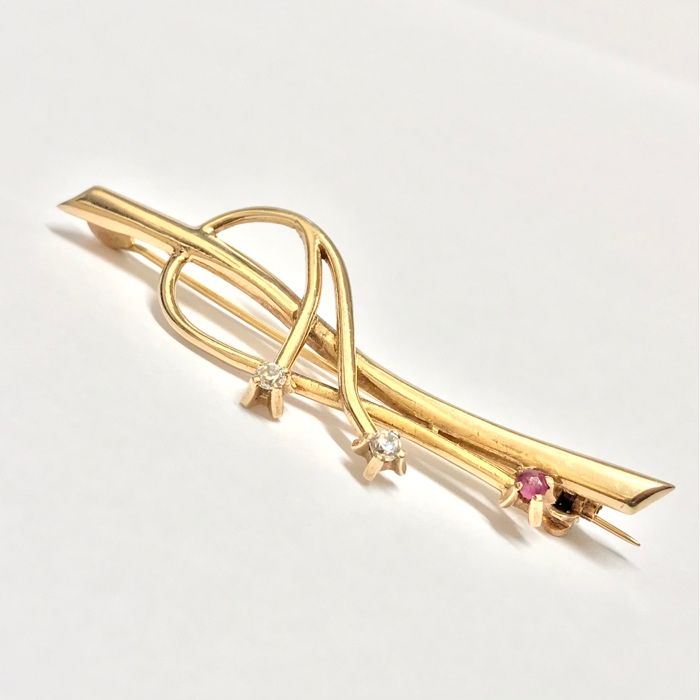 Złota BROSZKA 14K 585 piękny AMETYST cudowna ART DECO