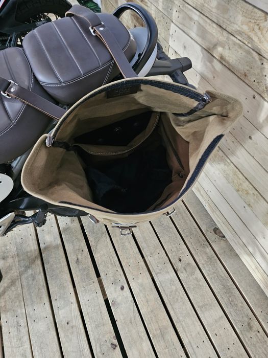 Saco / alforge unit garage lona como novo para triumph 400 com suporte