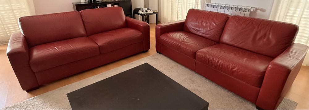 Conjunto de 2 sofás de pele Chateaux D’ax