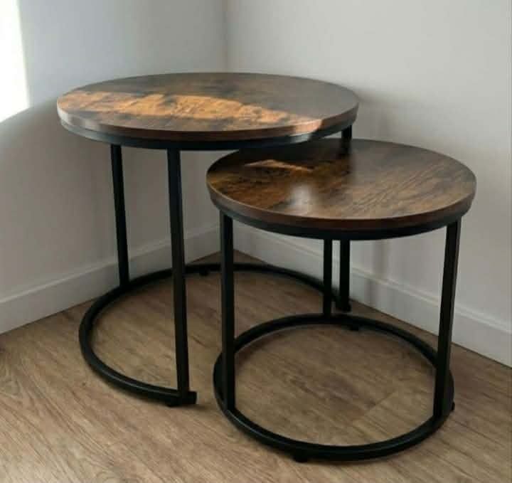 2x Stolik Kawowy Okrągły Industrialny Loft Ława Stolik Boczny Nocny