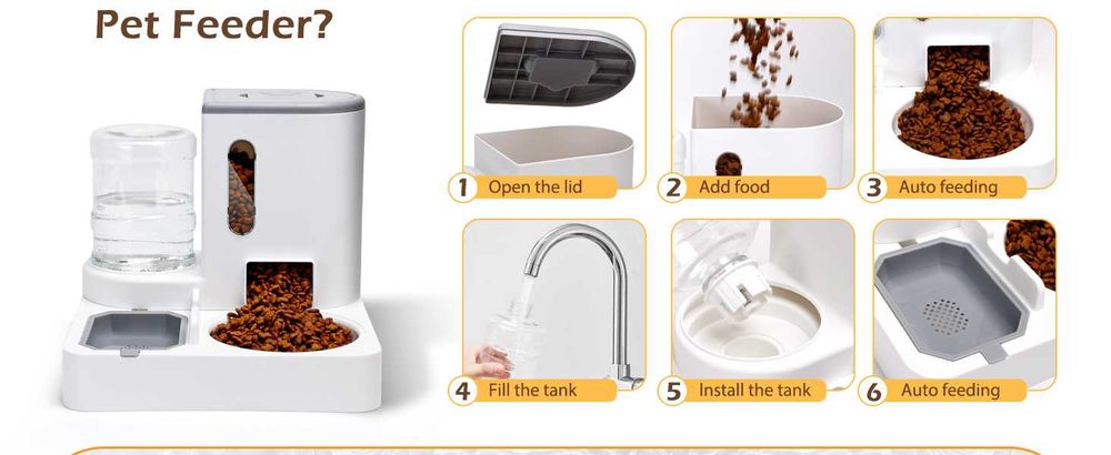 NOVO - Dispensador Automático 2em1 de Comida e Água para Cães e Gatos