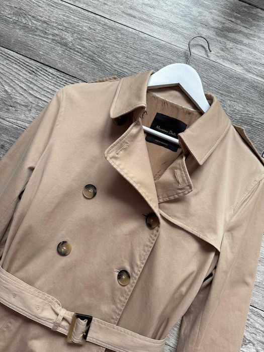 Oryginalny płaszcz damski Massimo Dutti trench coat waterproof beige