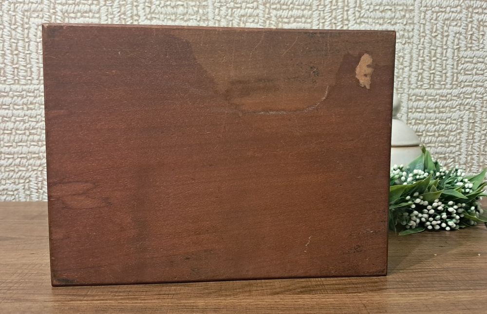 Antyk rękodzieło drewniane pudelko zdobione do renowacji szkatułka