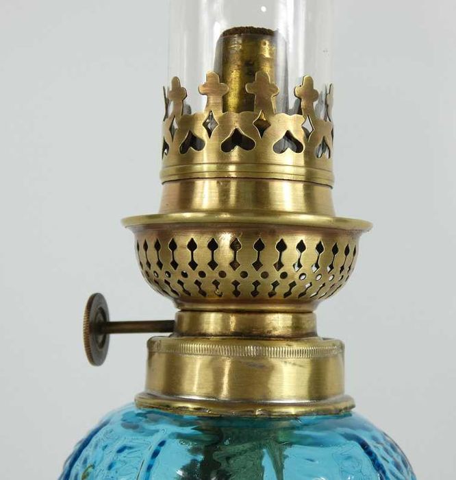 Lampa naftowa cynkal mosiądz zbiornik szkło brenner kominek