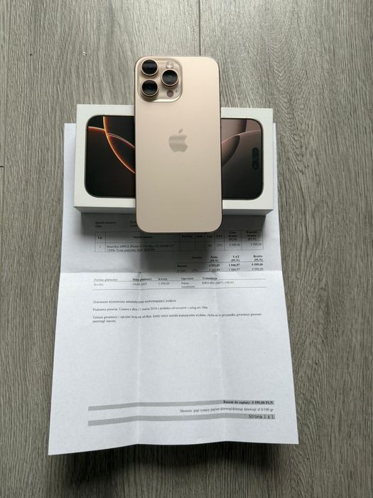 Iphone 16 Pro Max 256GB Media Expert Złoty Gwarancja Apple jak nowy