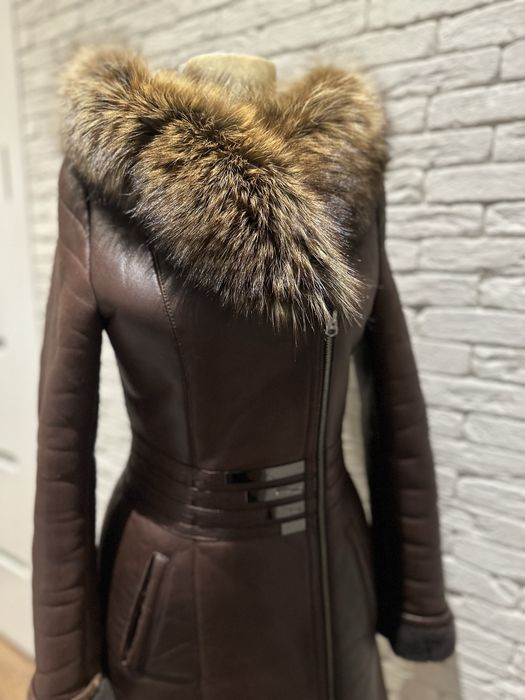 Дублянка з натуральним хутром, дубльонка чорнобурка шуба, полушубок