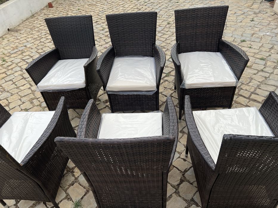 Cadeiras exterior de jardim vime castanho