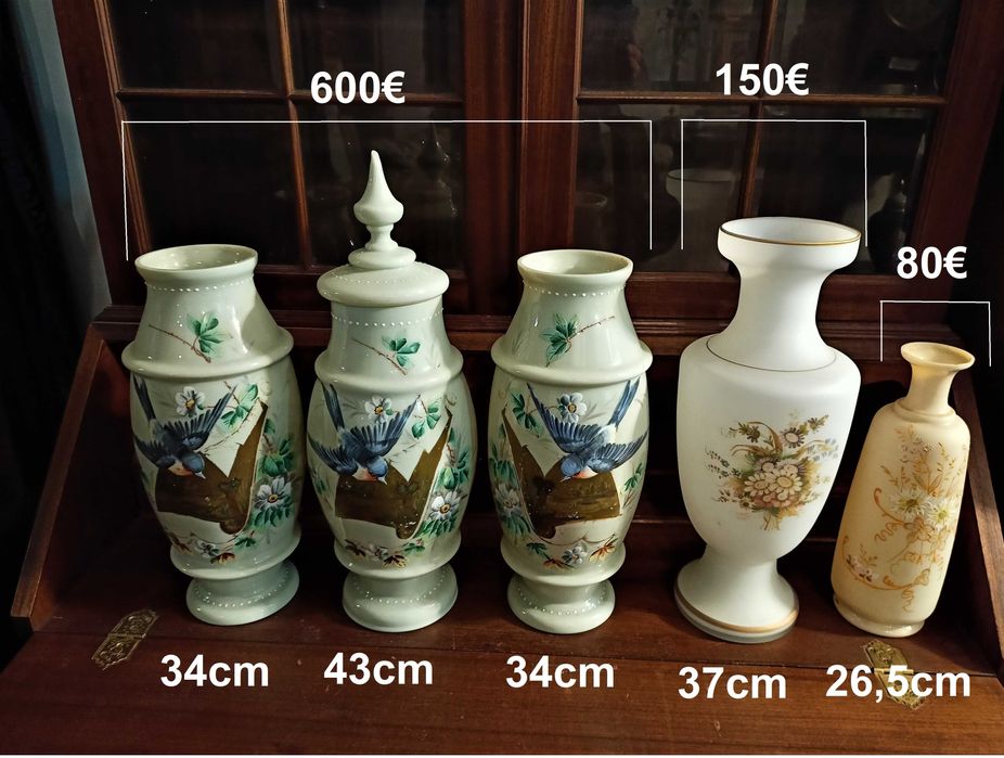 Lote Jarras Vidro Opalino