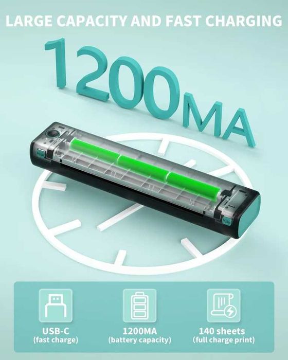 НОВЫЙ Беспроводной портативный Термопринтер Phomemo M08F для печати А4