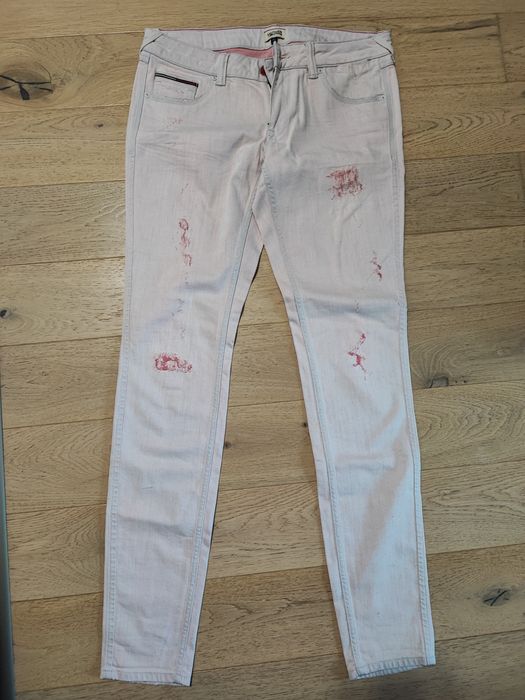 Spodnie Tommy Hilfiger 30/34 Jeansy różowe/białe
