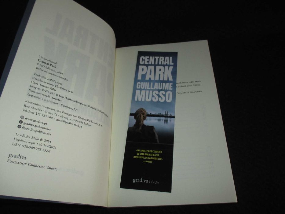 Livro Central Park Guillaume Musso 1ª edição 2024