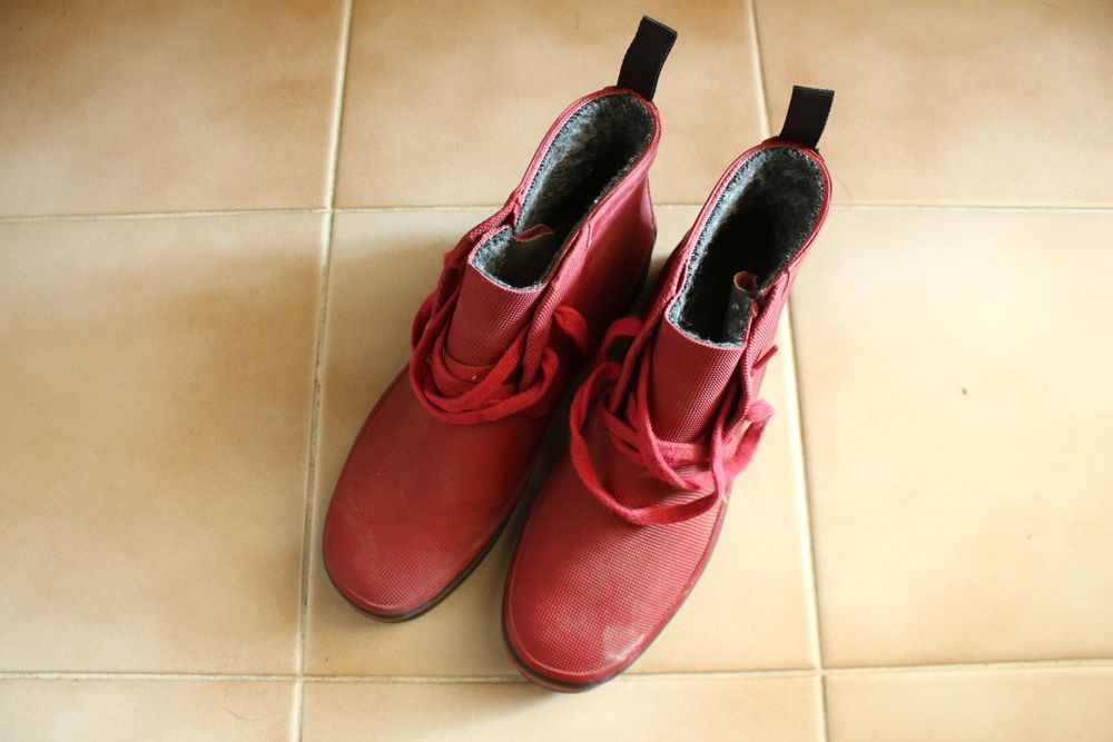 Botas galochas AIGLE 36 vermelho rosa red shoes borracha botins