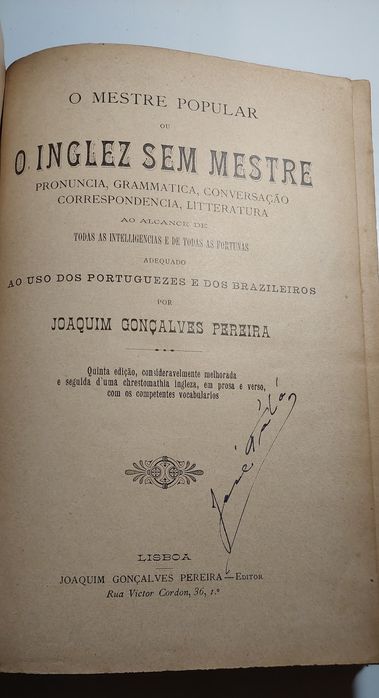 O Mestre Popular ou o Inglez sem Mestre (5ª edição) Joaquim Pereira