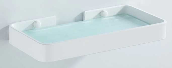 полка настенная в ванную 12х25см со стеклянным основанием белая