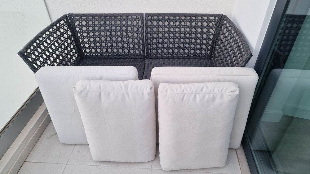 Sofá 2 lugares jardim exterior c/almofadas