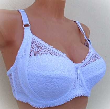 biustonosz półusztywniany biały 90C koronkowy  na fiszbinach