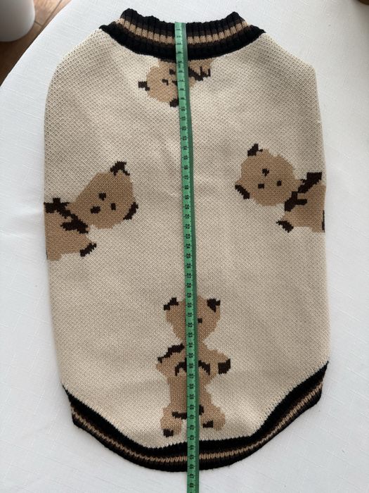 Светр коричневий беж у ведмедики для собак француз, коргі, кінг чарльз