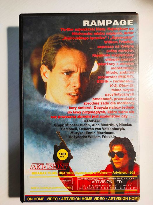 Rampage Szaleństwo VHS 1987 film Michael Biehn Wrocław