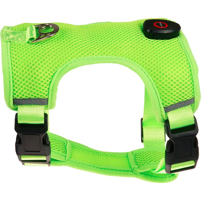 LED Szelki dla Psa Guard S - Bezuciskowe, Odblaskowe, USB, Zielone